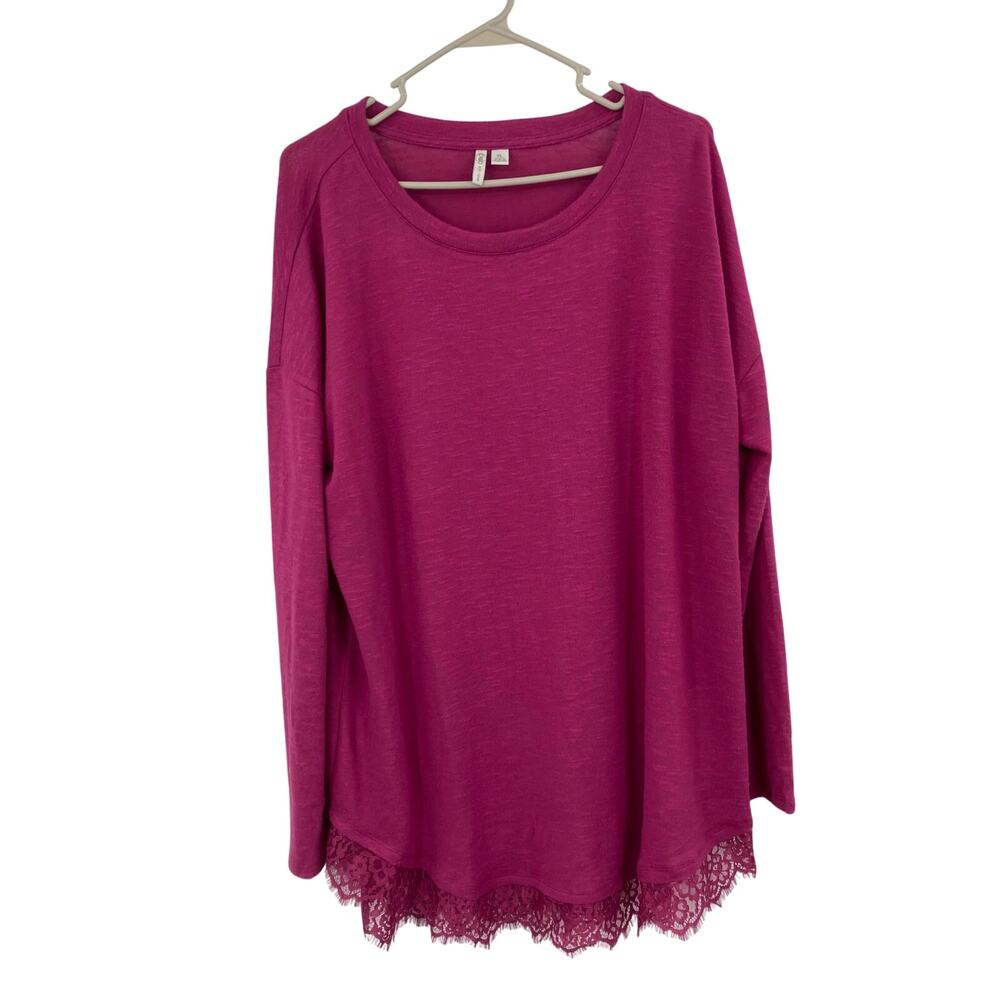 CATO Fuchsia Heathered Lace Sweater Tunic Soft Stretch Women’s XL Cozy Casual